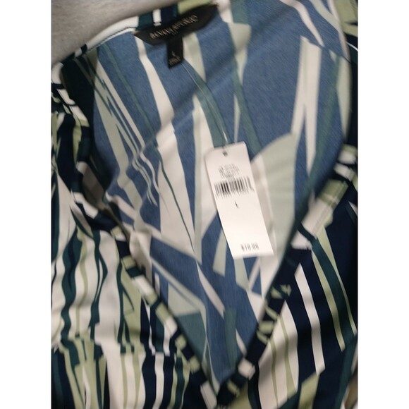 Banana Republic Wrap Dress Women's Large Short Sleeve Surplice Front Blue GReen - Picture 8 of 11